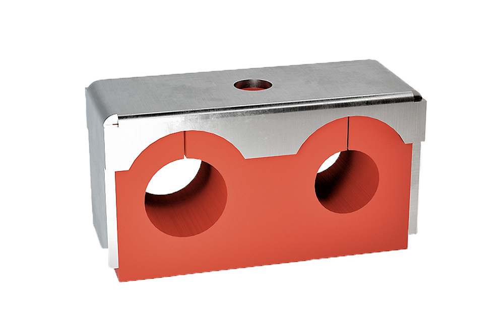 Akustik Pipe Sylomer double-hole pipe isolation clamp