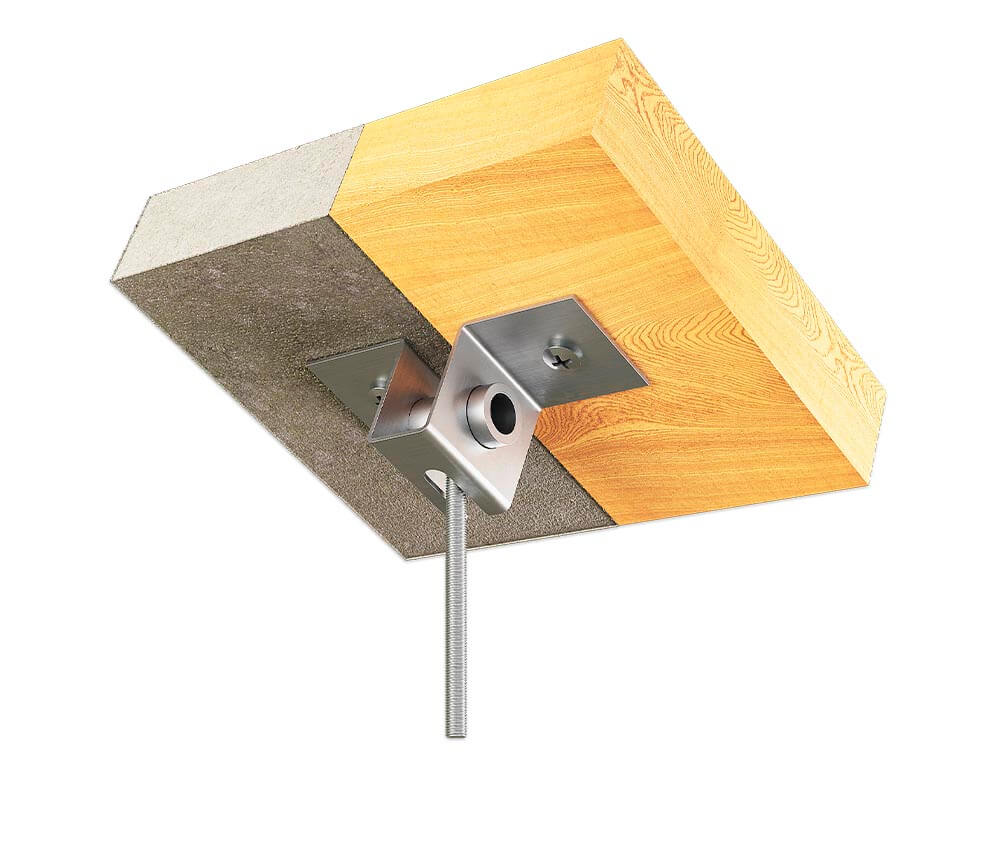 Akustik Tiltfix double-point metallic fixation accessory for sloped and arched ceilings